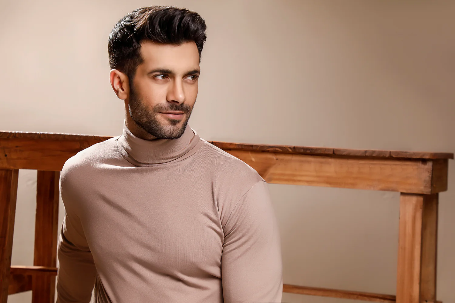 Beige Full Sleeves Turtle Neck - Image 4