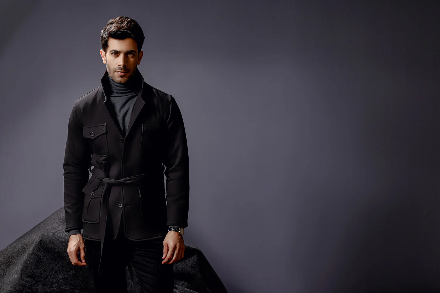 Black Belted Safari Jacket - Image 4