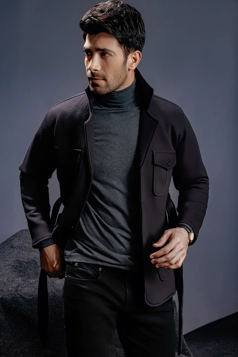 Black Belted Safari Jacket - Image 5