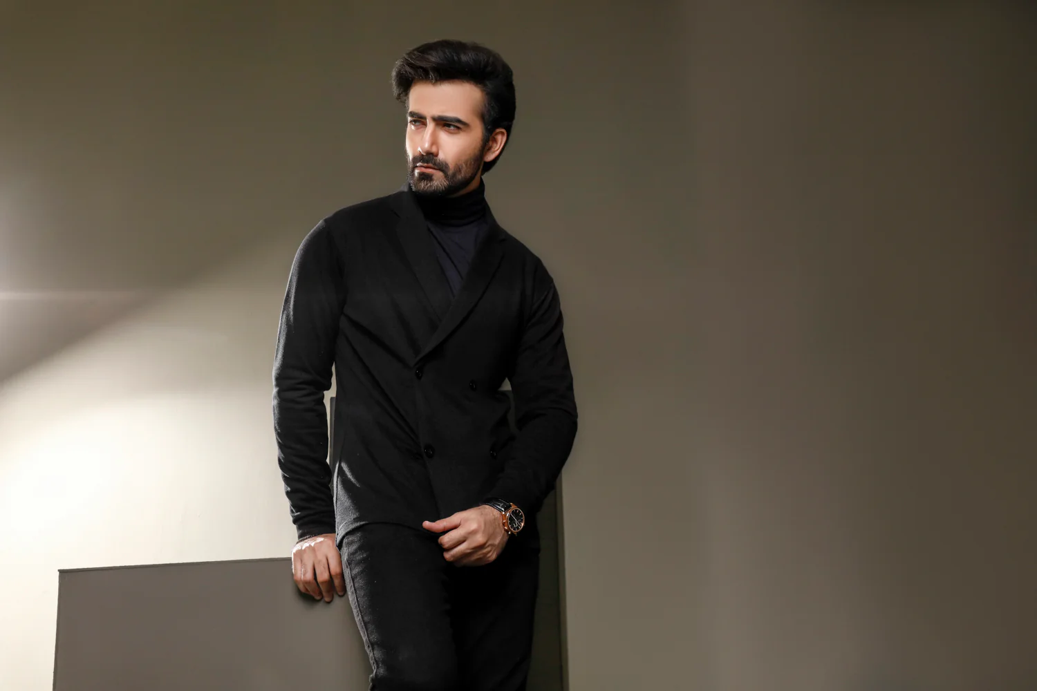 Black Double Breasted Cardigan - Image 3