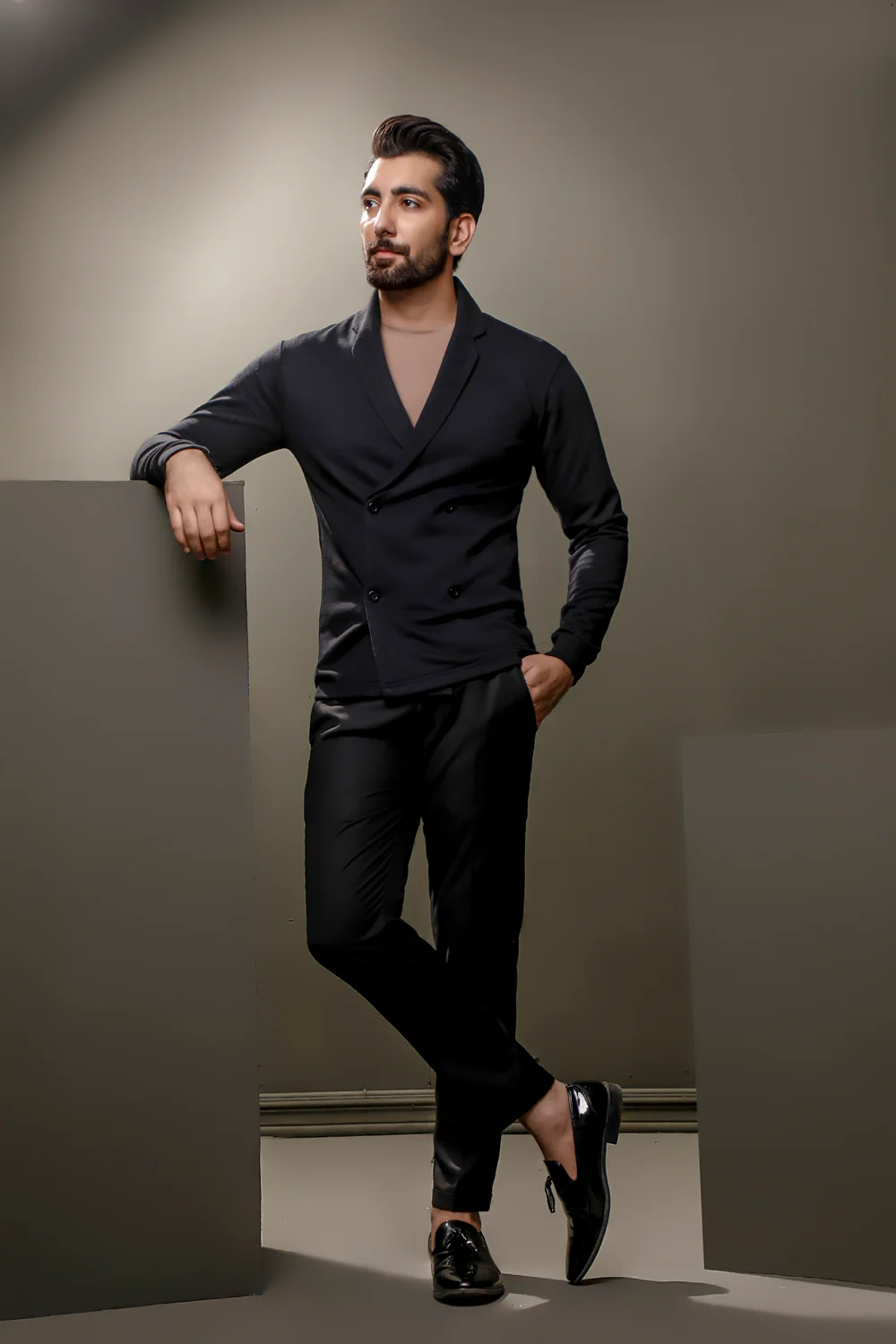 Black Double Breasted Cardigan - Image 4