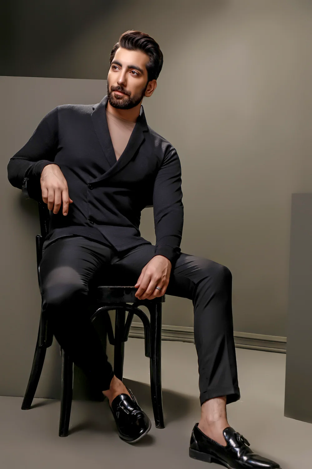 Black Double Breasted Cardigan - Image 5