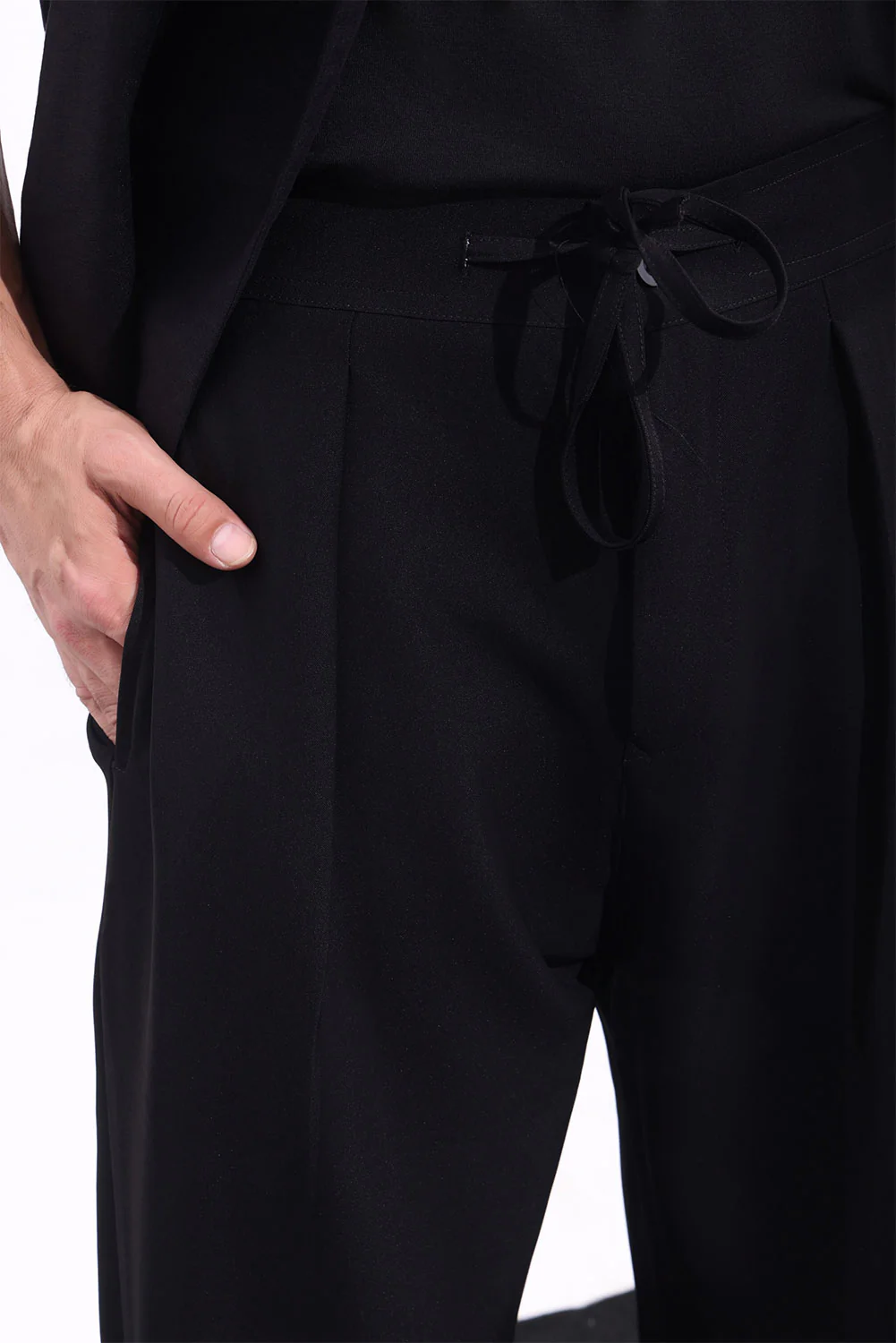 Black Premium Elasticated Wide-Leg Trousers - Image 4