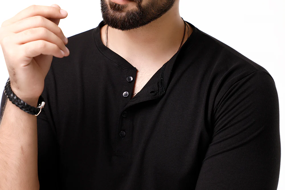 Black Full Sleeves Henley - Image 3
