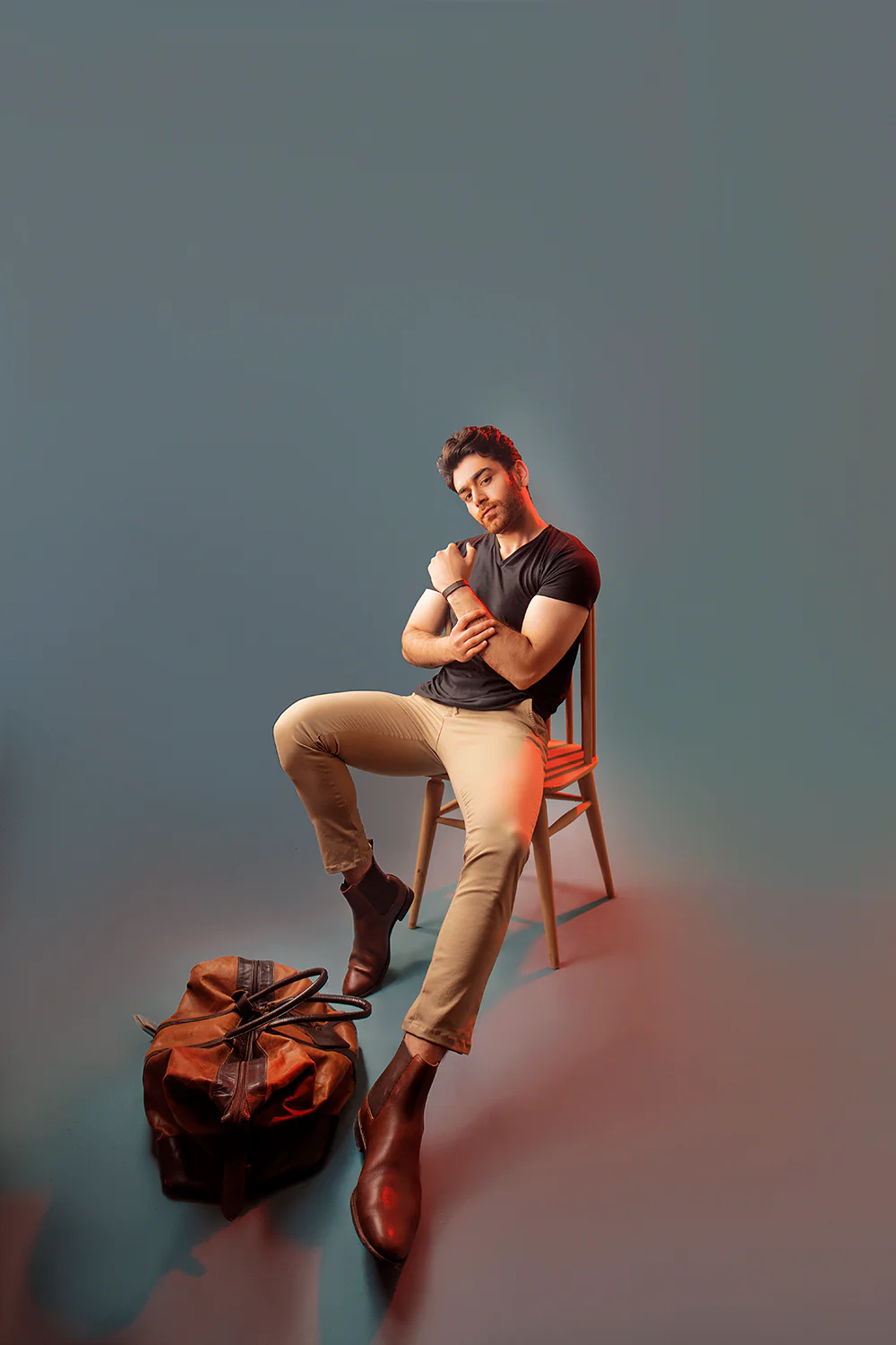 Black Half Sleeve V Neck - Image 3