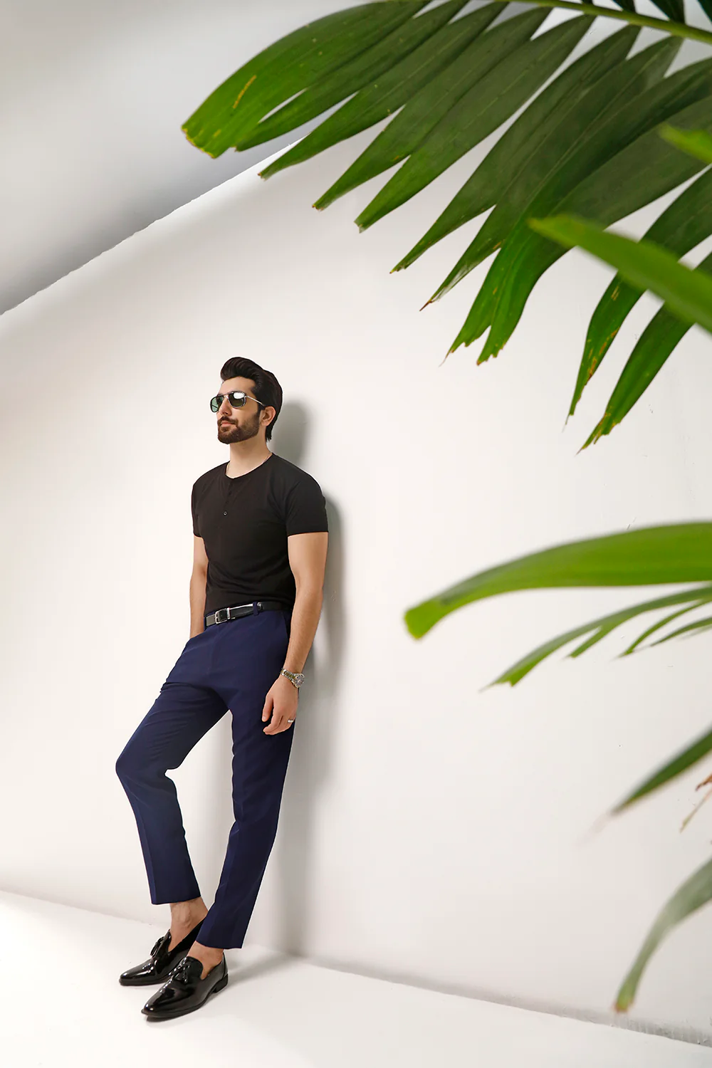 Black Half Sleeves Henley - Image 4