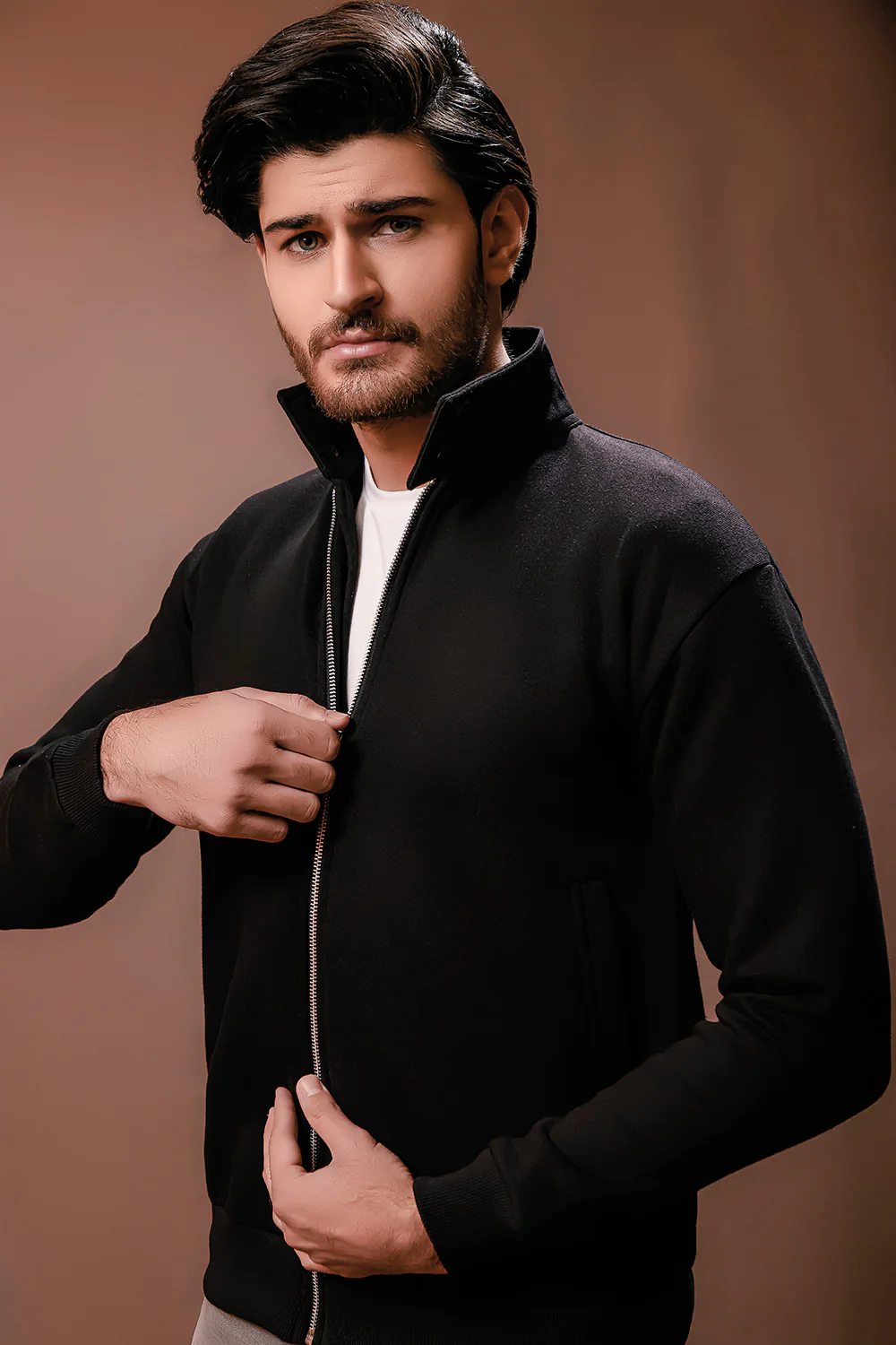 Black Harrington Jacket With Funnel Neck - Image 4