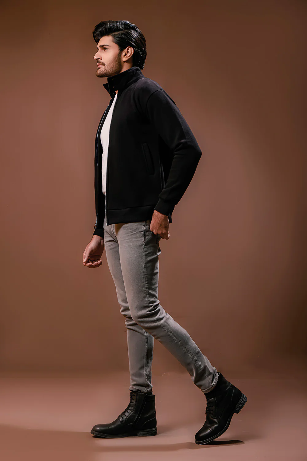 Black Harrington Jacket With Funnel Neck - Image 6