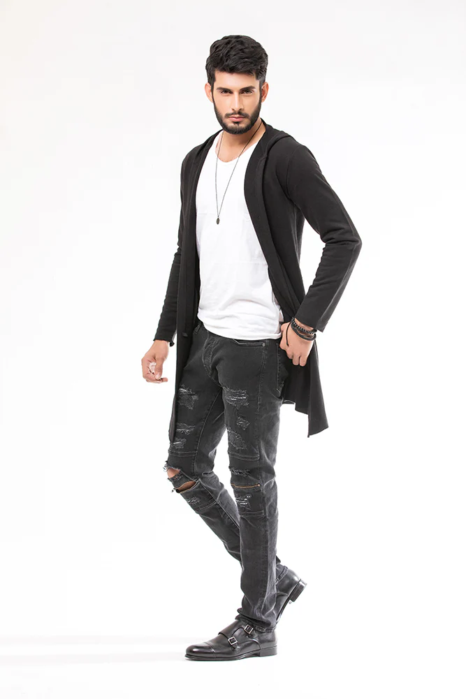 Black Long Line Hoodie - Image 3