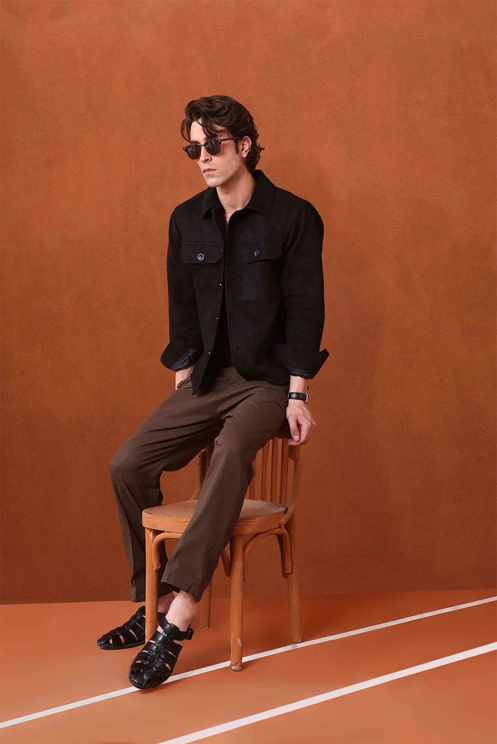 Black Suede Two Button Shacket - Image 3