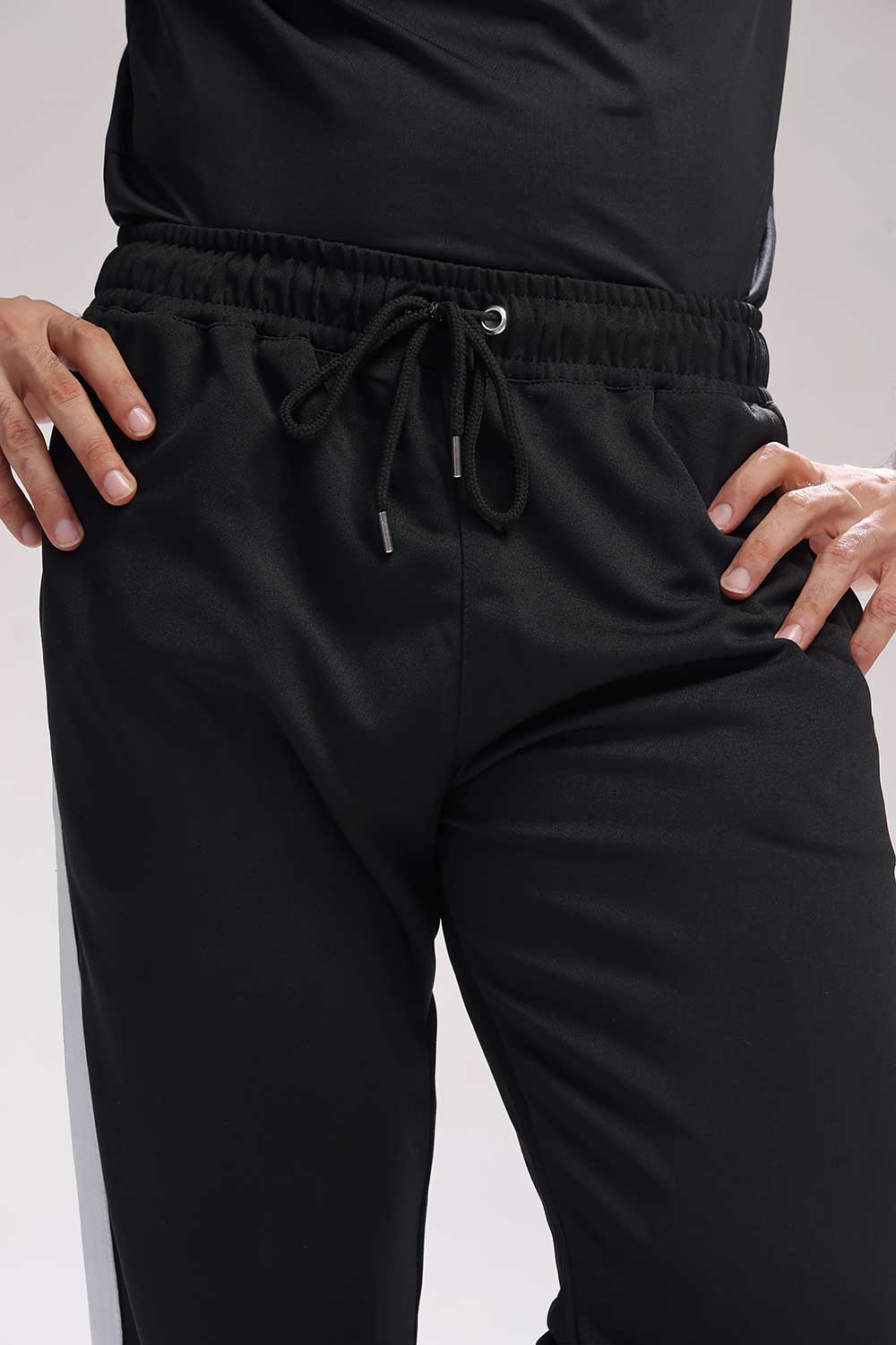 Black Tricot Split Hem Jogger - Image 3