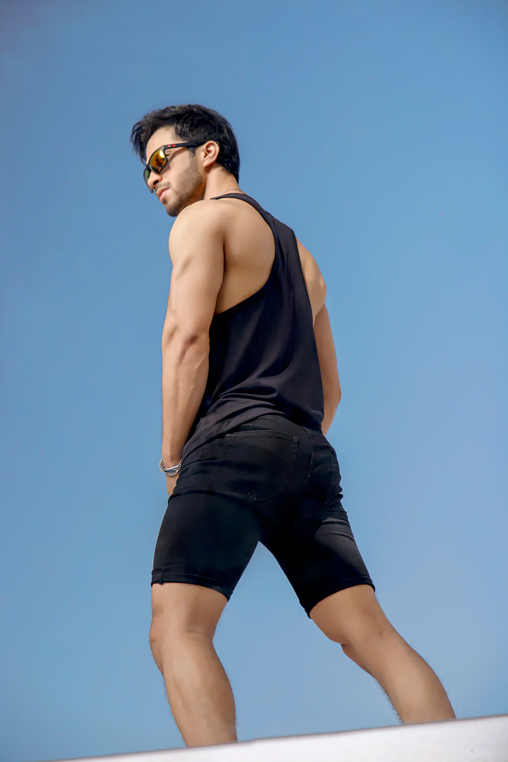 Black Racer Back Vest With Contrast Pocket - Image 3