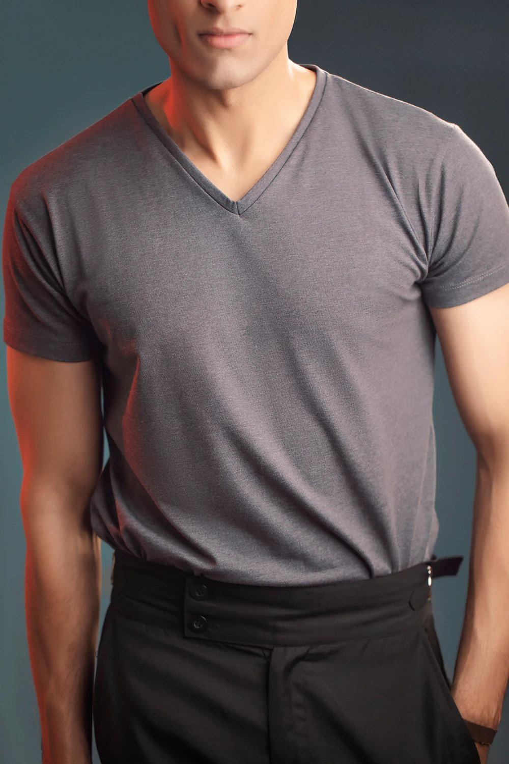 Charcoal Half Sleeve V Neck - Image 3