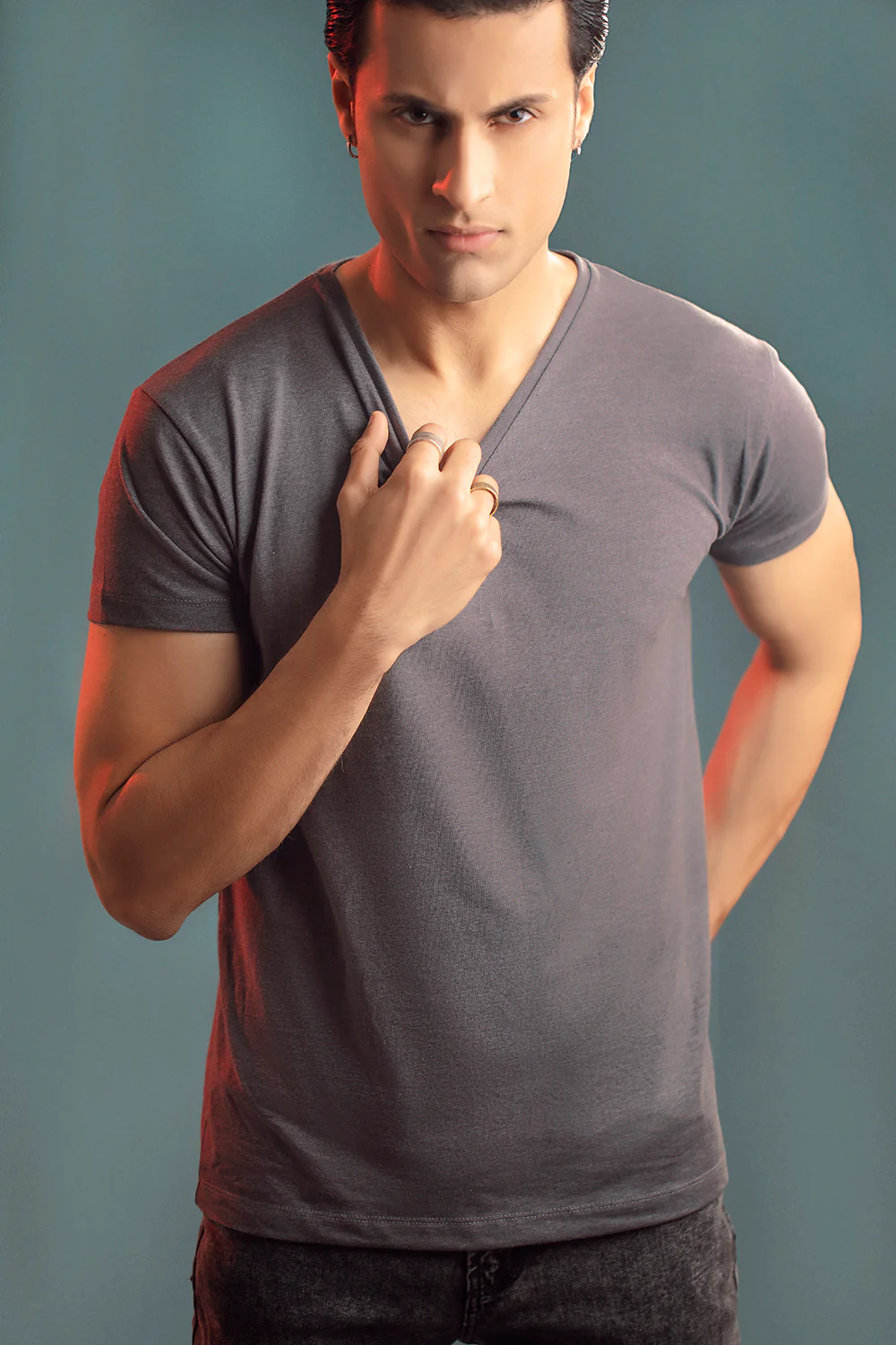 Charcoal Half Sleeve V Neck - Image 4