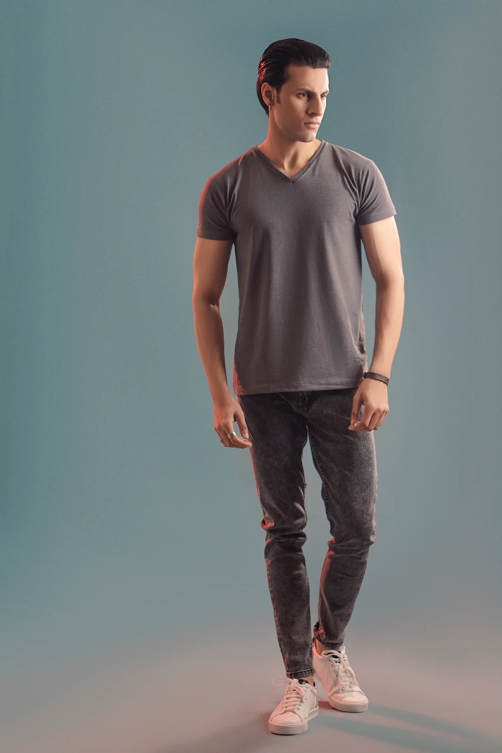 Charcoal Half Sleeve V Neck - Image 5