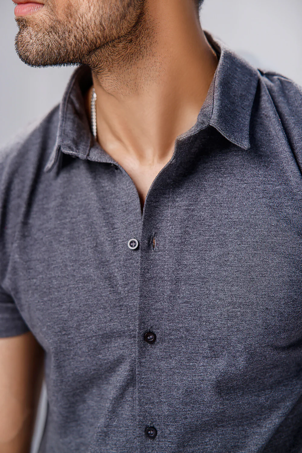 Charcoal Half Sleeves Jersey Shirt - Image 5