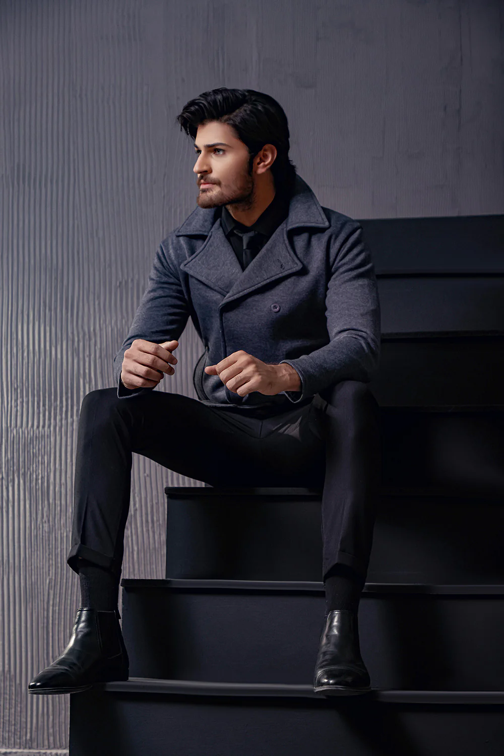 Charcoal Pea Coat - Image 3