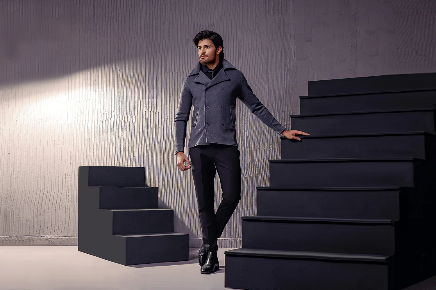 Charcoal Pea Coat - Image 4