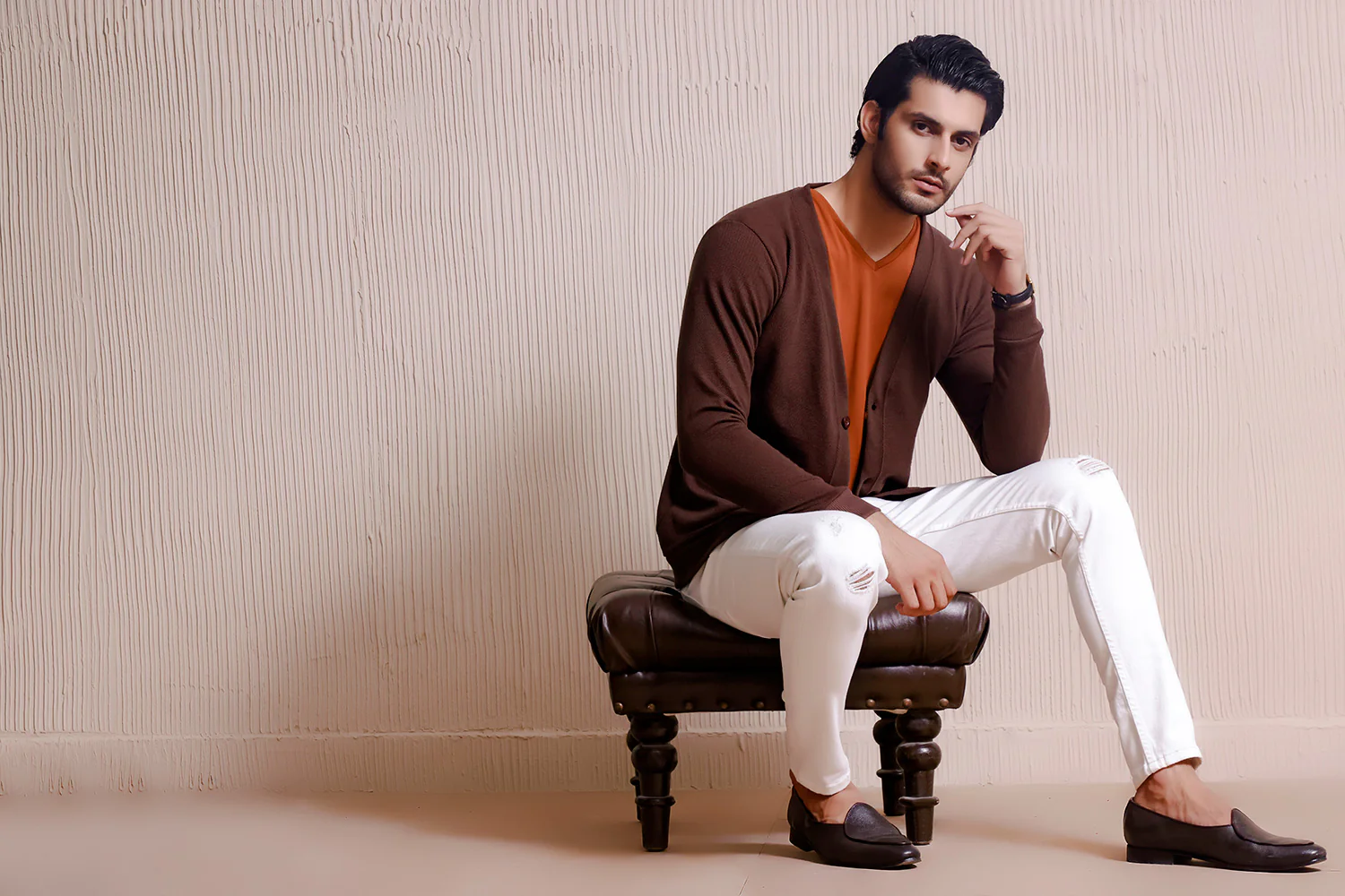 Chocolate Brown Basic Cardigan - Image 3