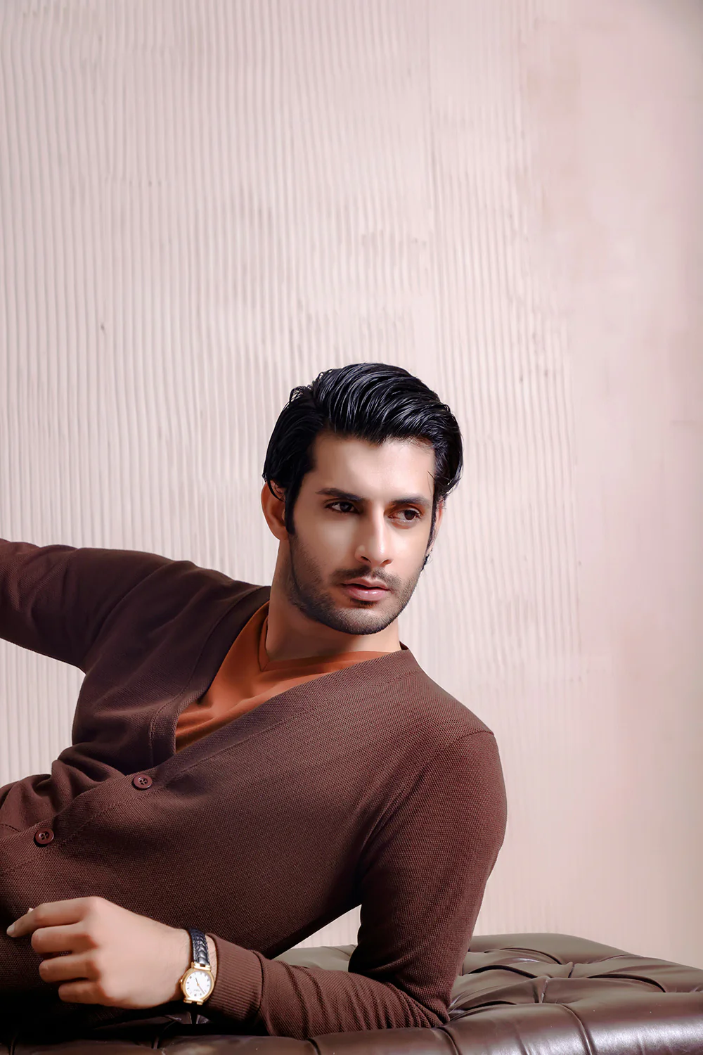 Chocolate Brown Basic Cardigan - Image 4