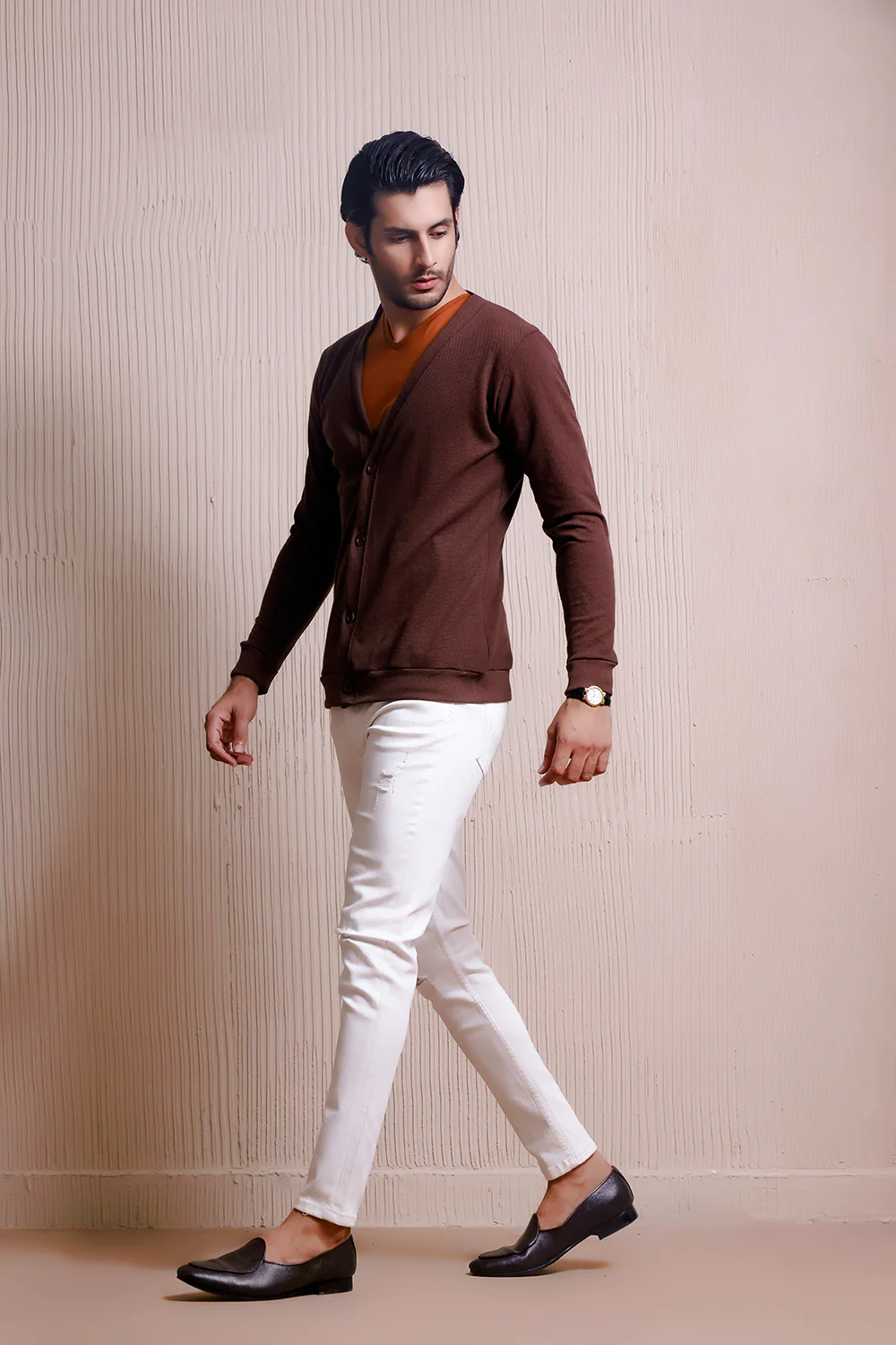 Chocolate Brown Basic Cardigan - Image 5