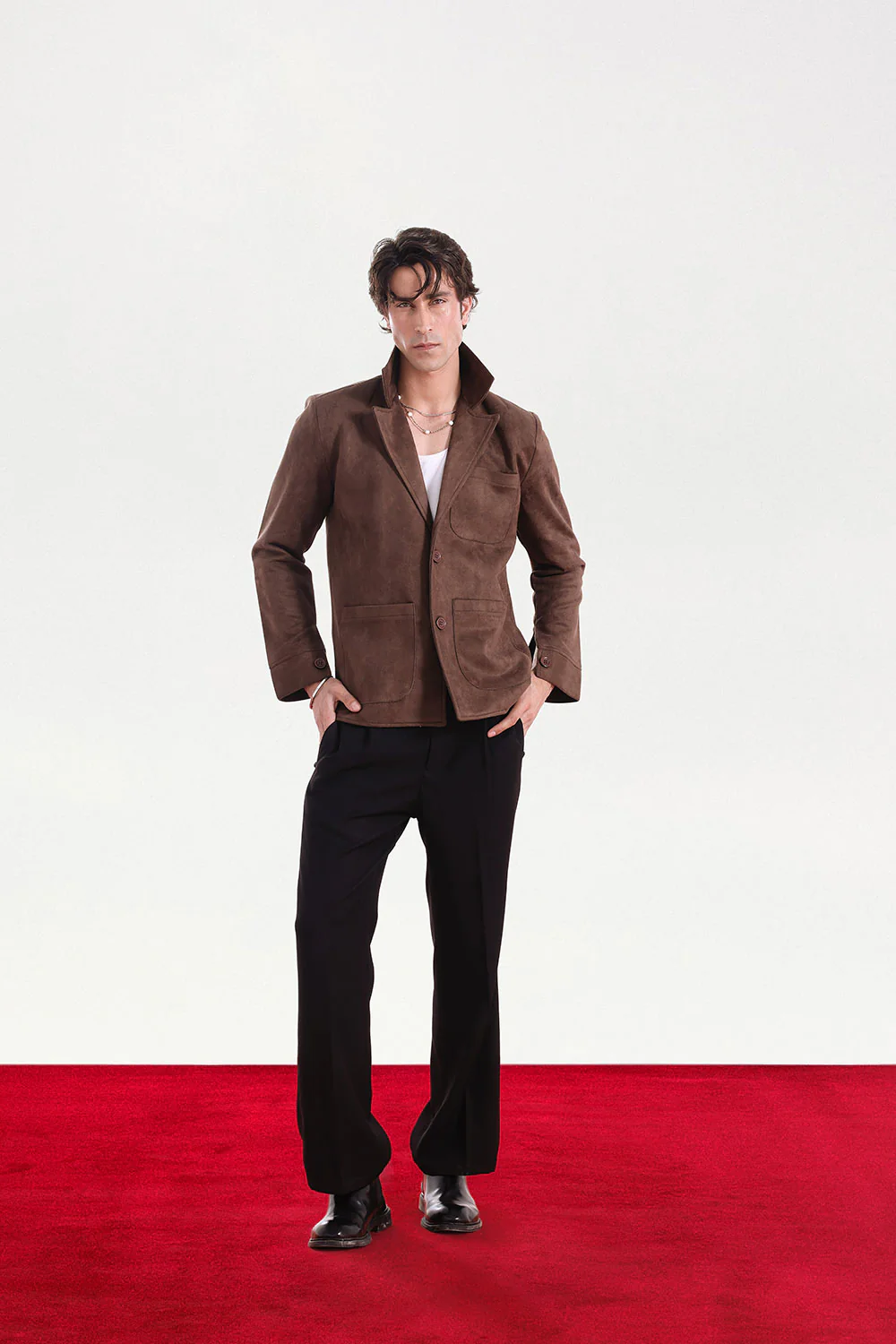 Classic Two-Button Brown Suede Blazer - Image 6