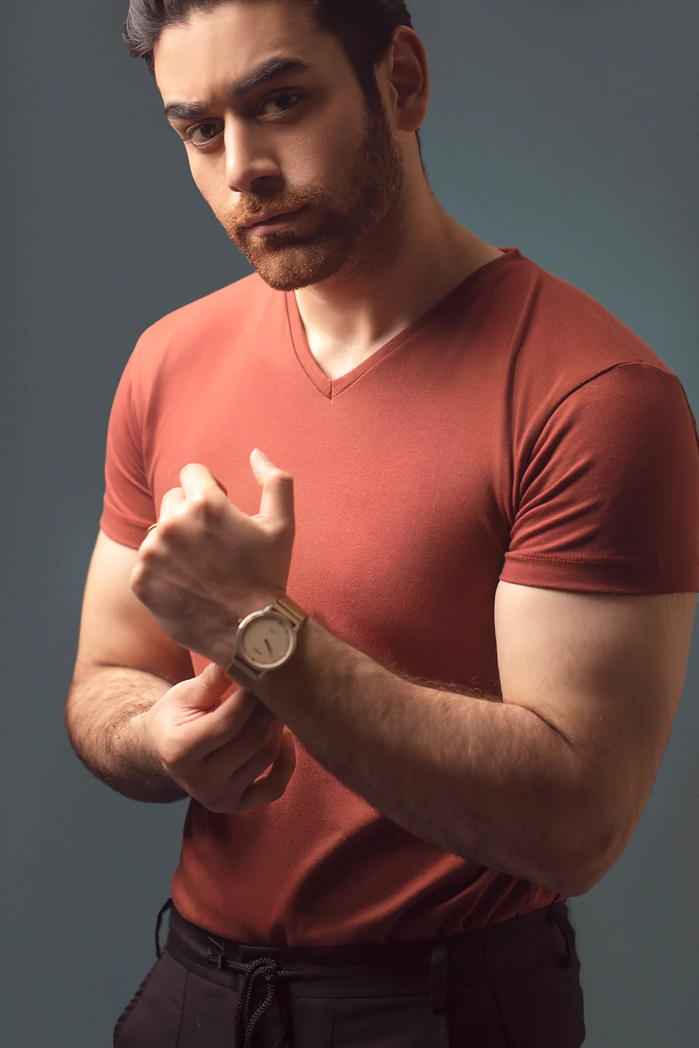 Rust Half Sleeve V Neck - Image 4