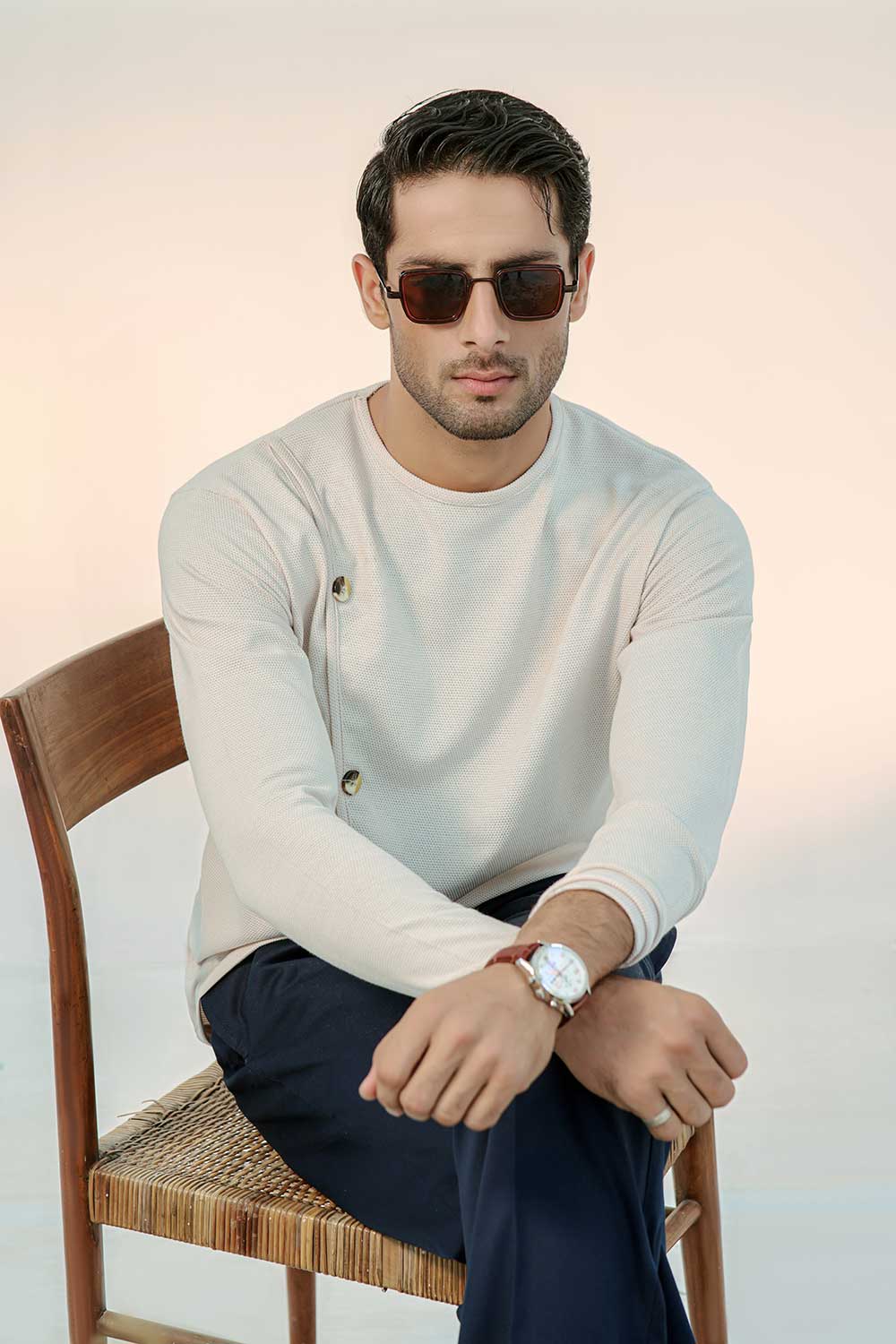 Cream Asymmetric Cardigan - Image 3