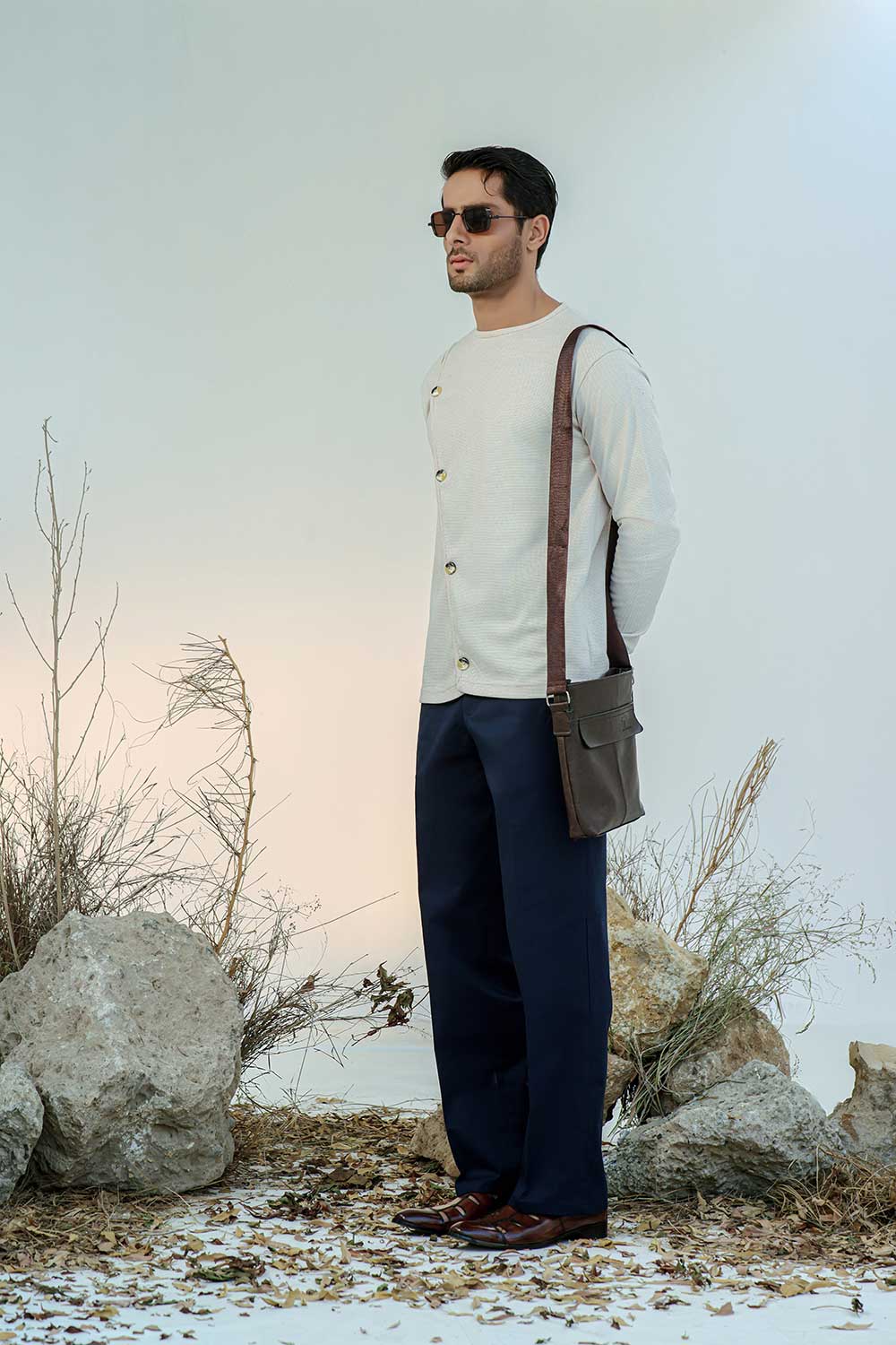 Cream Asymmetric Cardigan - Image 4