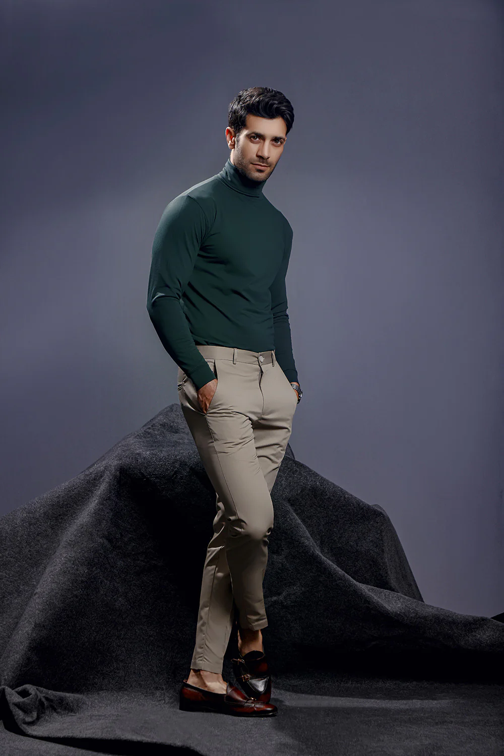 Forest Green Full Sleeves Turtle Neck - Image 3