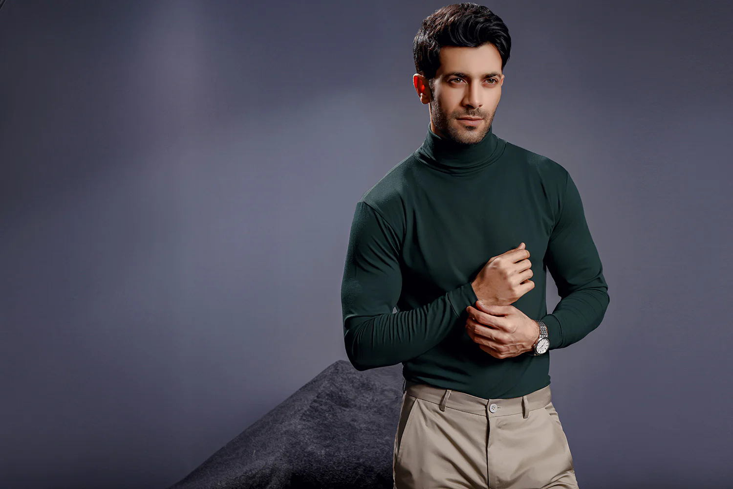 Forest Green Full Sleeves Turtle Neck - Image 4
