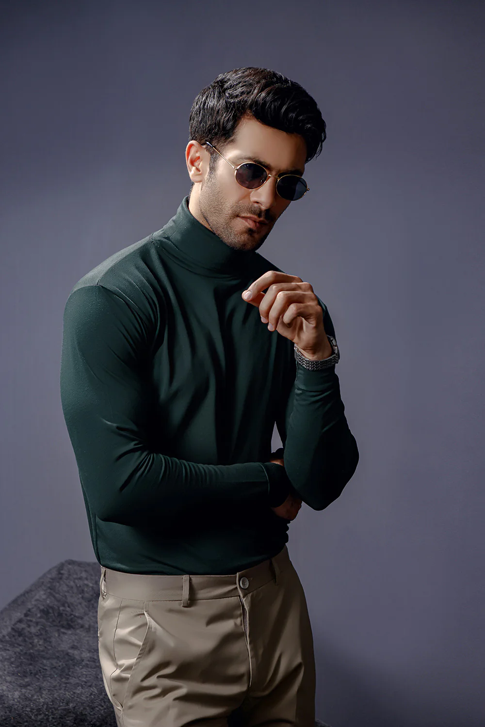 Forest Green Full Sleeves Turtle Neck - Image 5