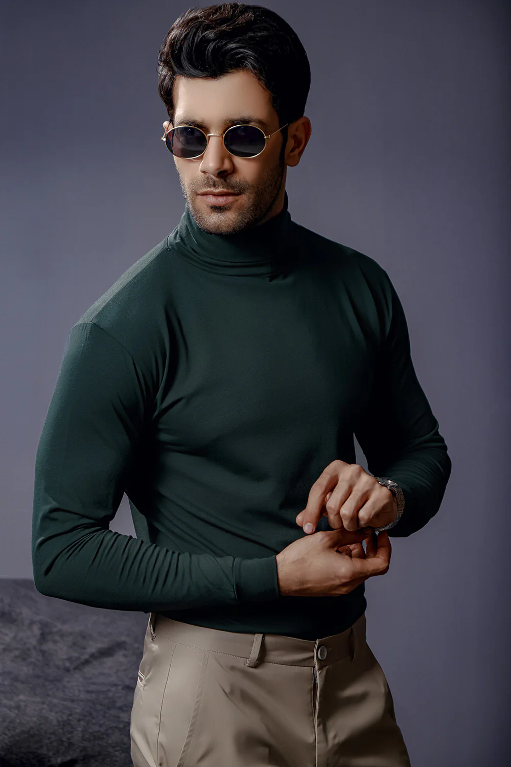 Forest Green Full Sleeves Turtle Neck - Image 8