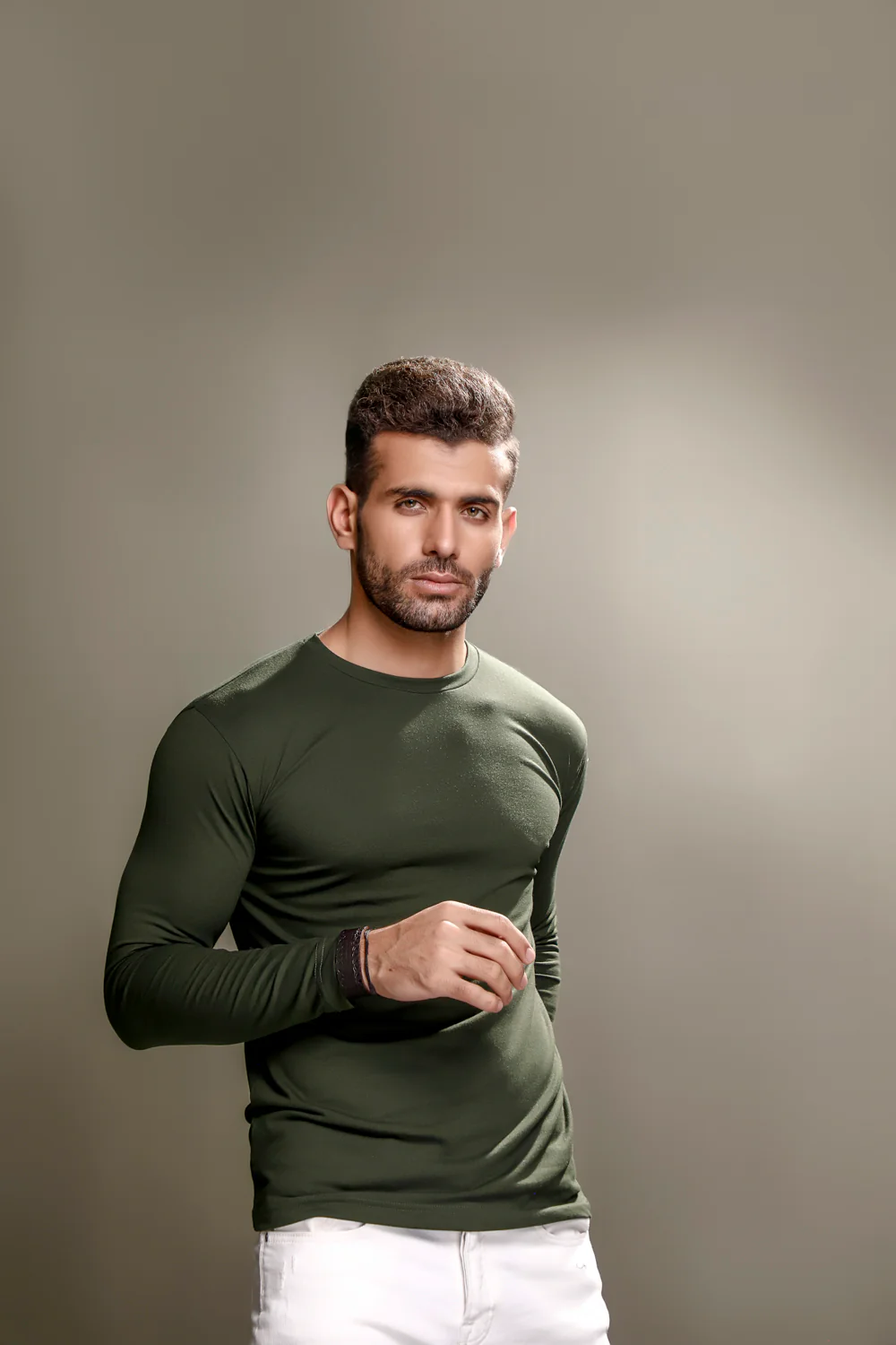 Green Full Sleeves Crew Neck - Image 3