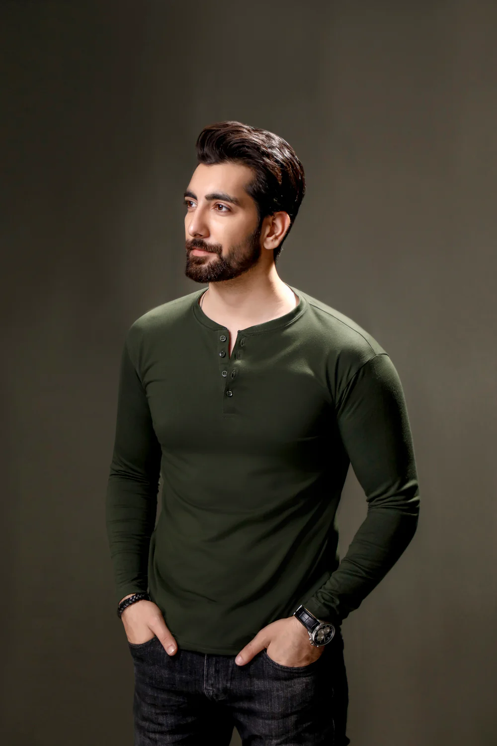 Green Full Sleeves Henley - Image 4