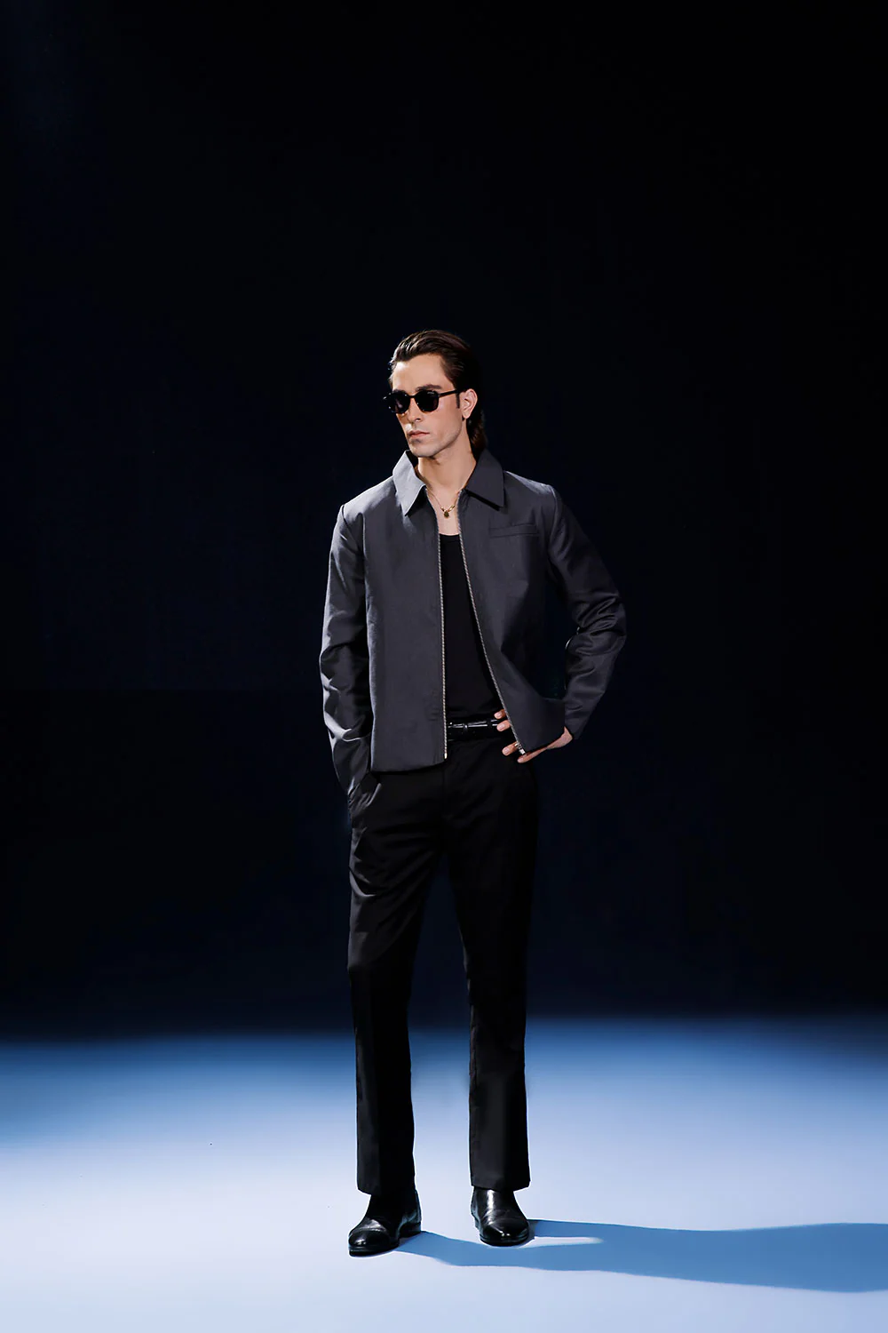 Grey Woven Cropped Fit Zipper Jacket - Image 3