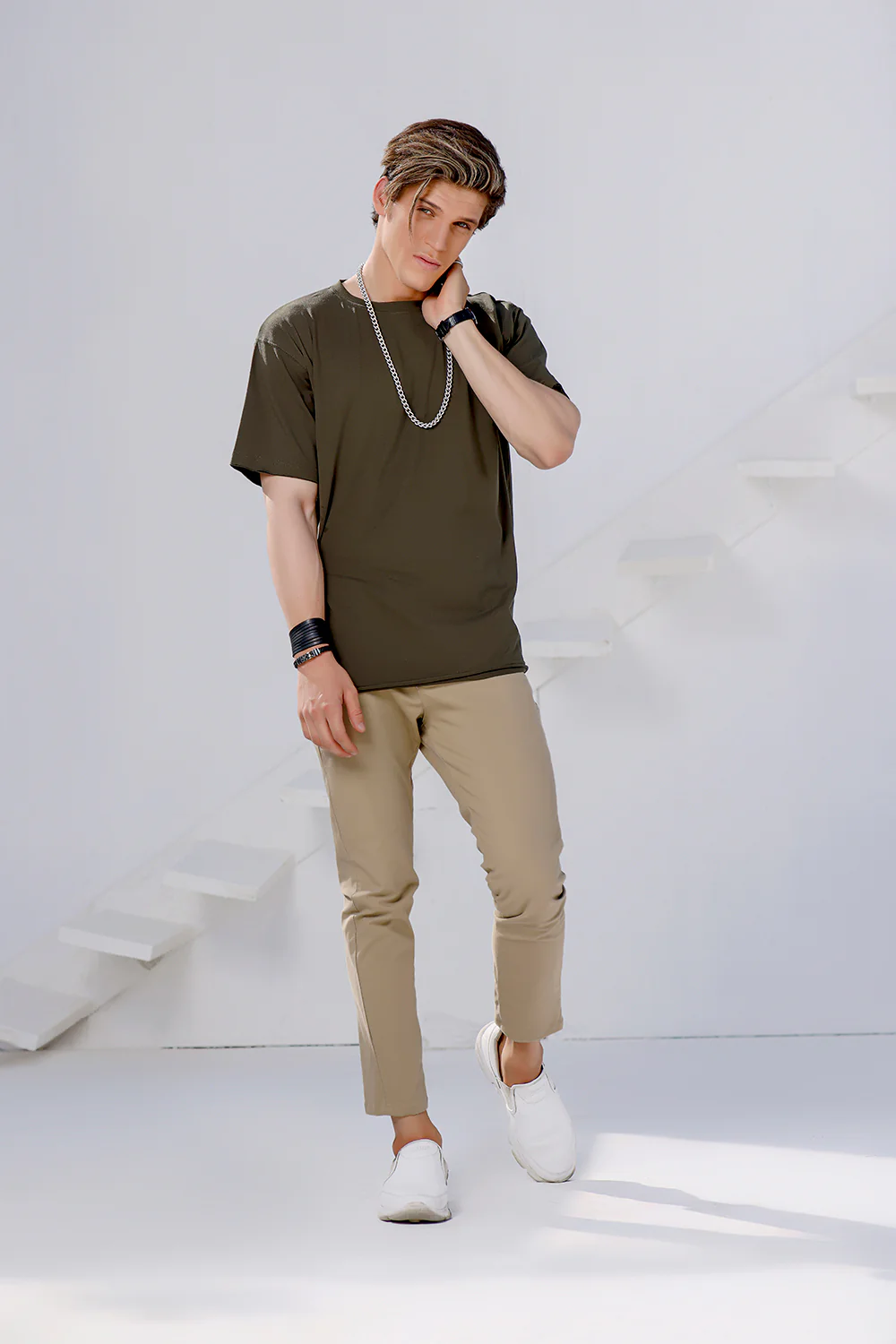 Khaki Over Sized Crew Neck - Image 3