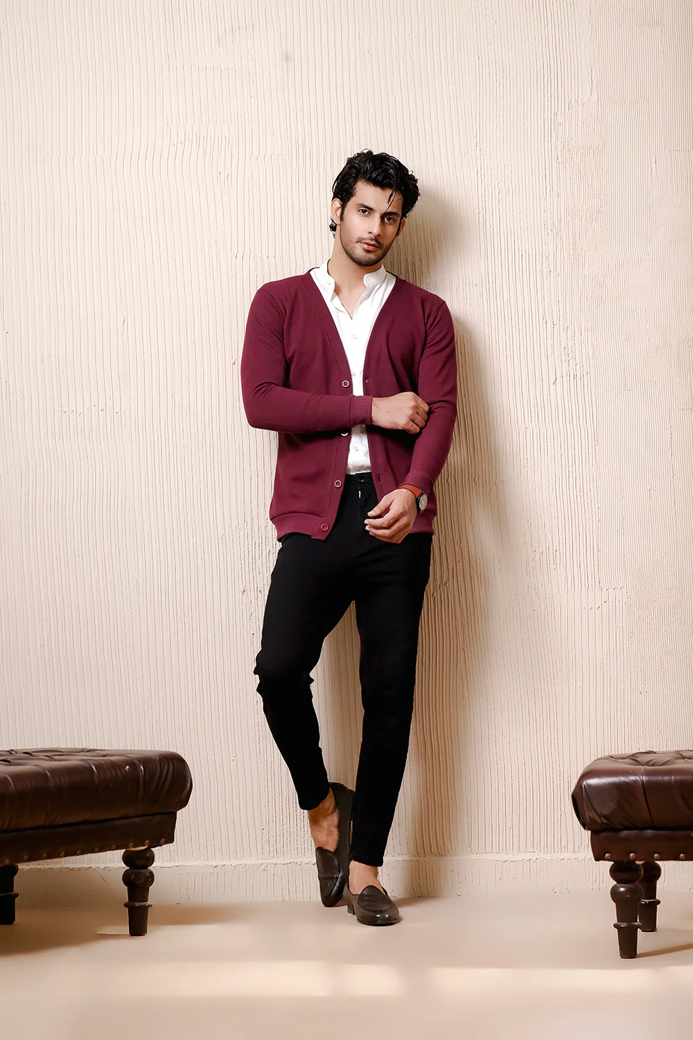 Maroon Basic Cardigan - Image 3