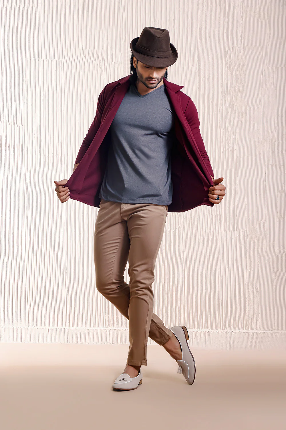 Maroon Blazer Style Cardigan - Image 4