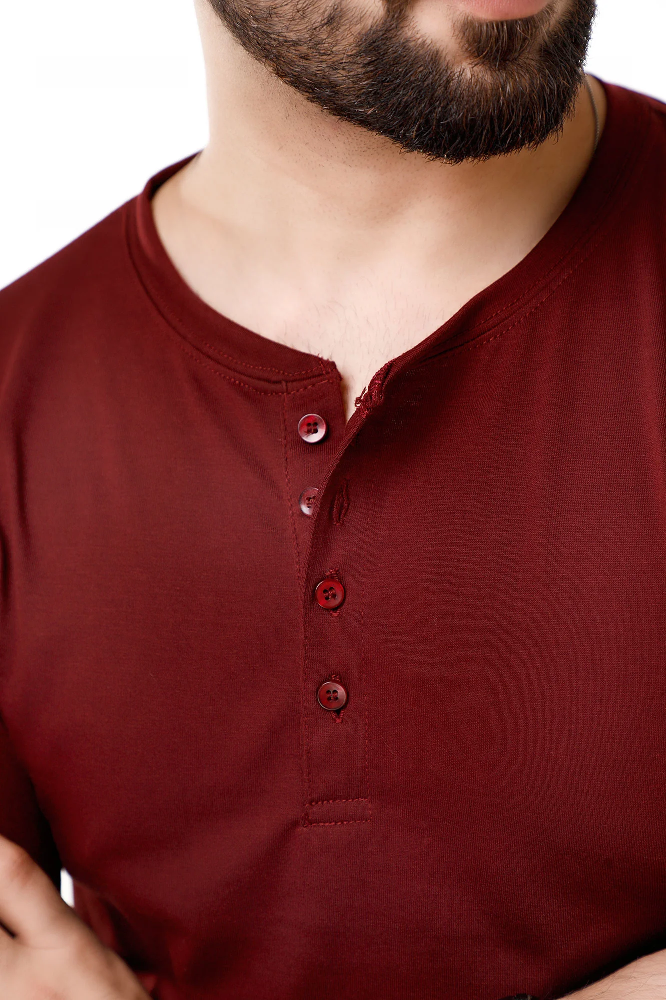 Maroon Full Sleeves Henley - Image 3