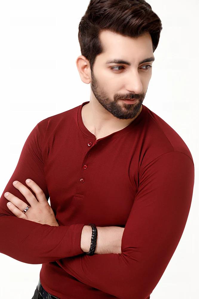 Maroon Full Sleeves Henley - Image 4