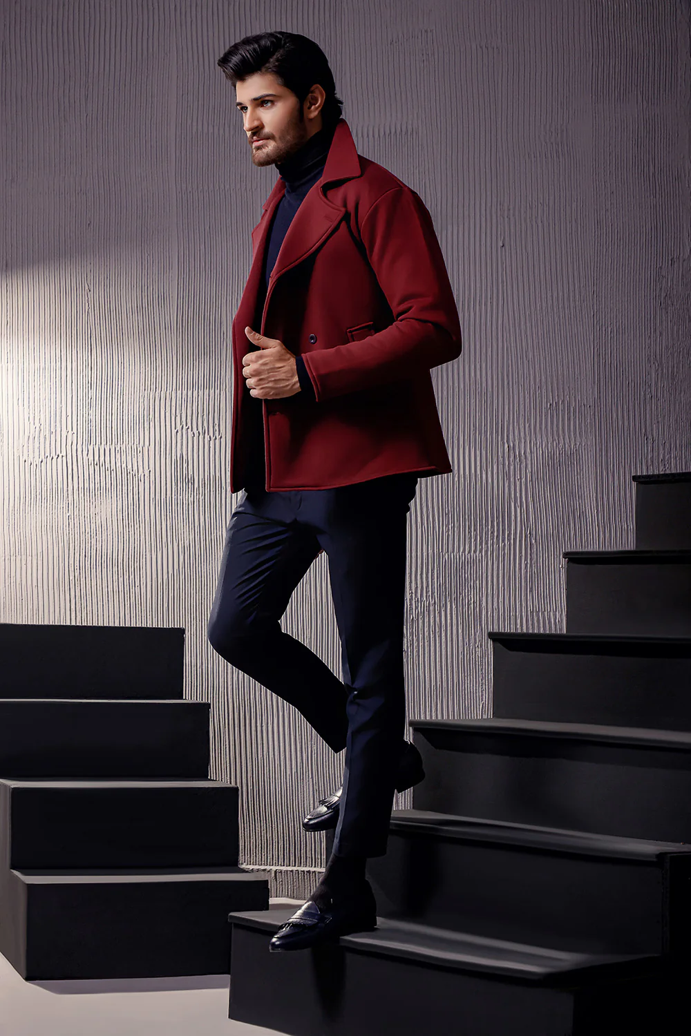 Maroon Pea Coat - Image 4
