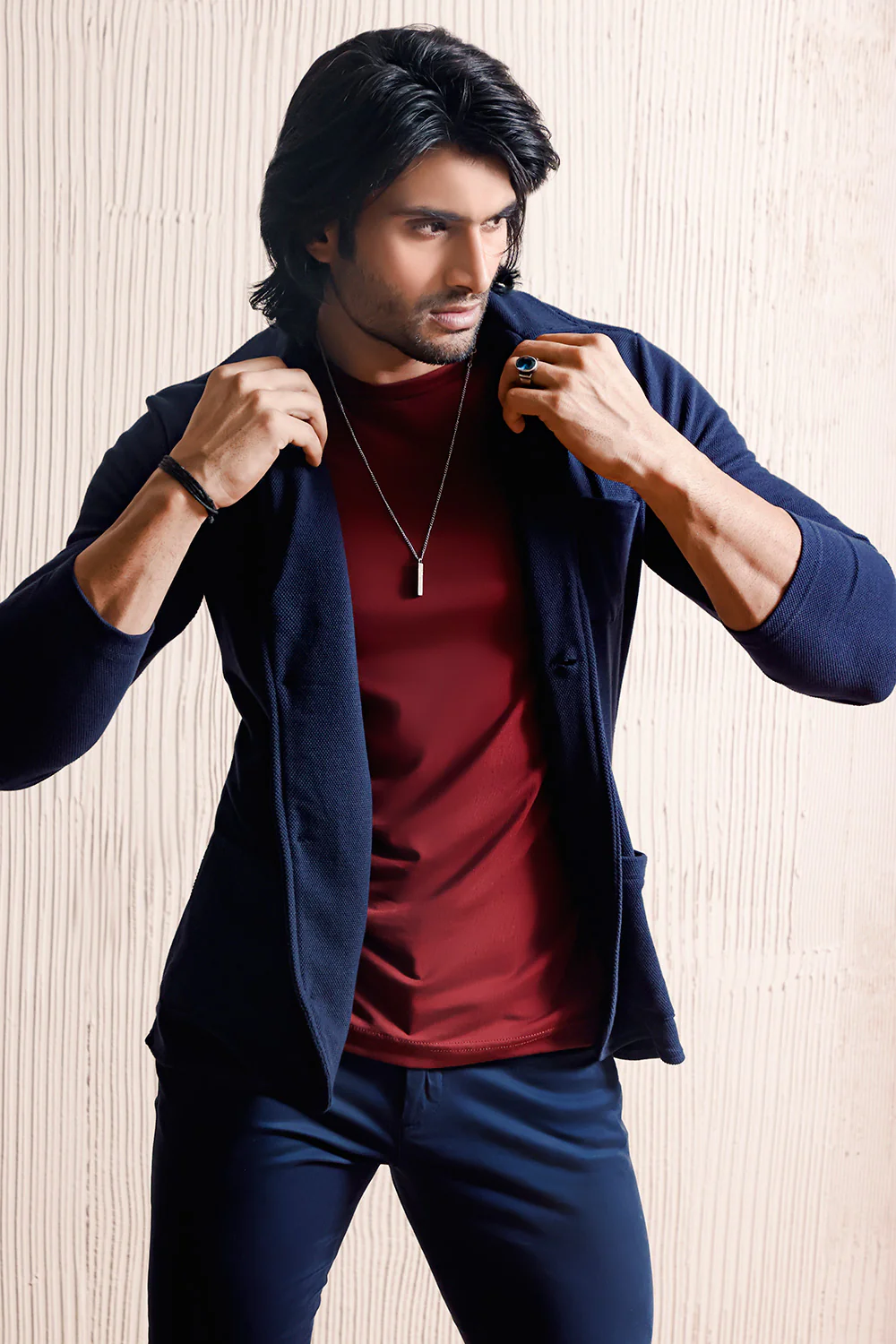 Navy Blue Blazer Style Cardigan - Image 3