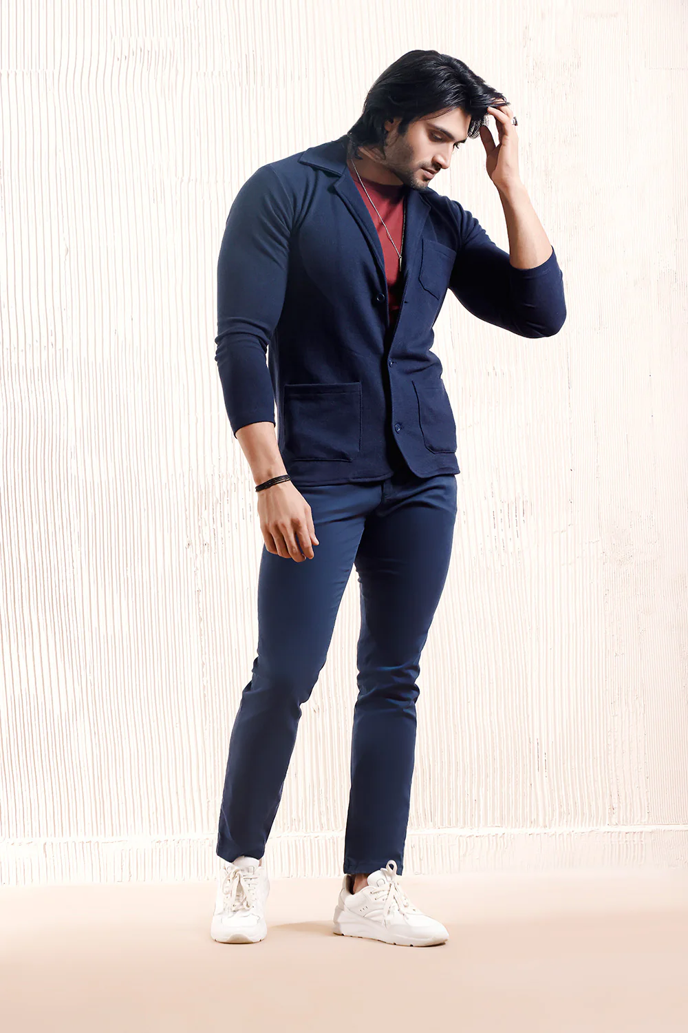 Navy Blue Blazer Style Cardigan - Image 4