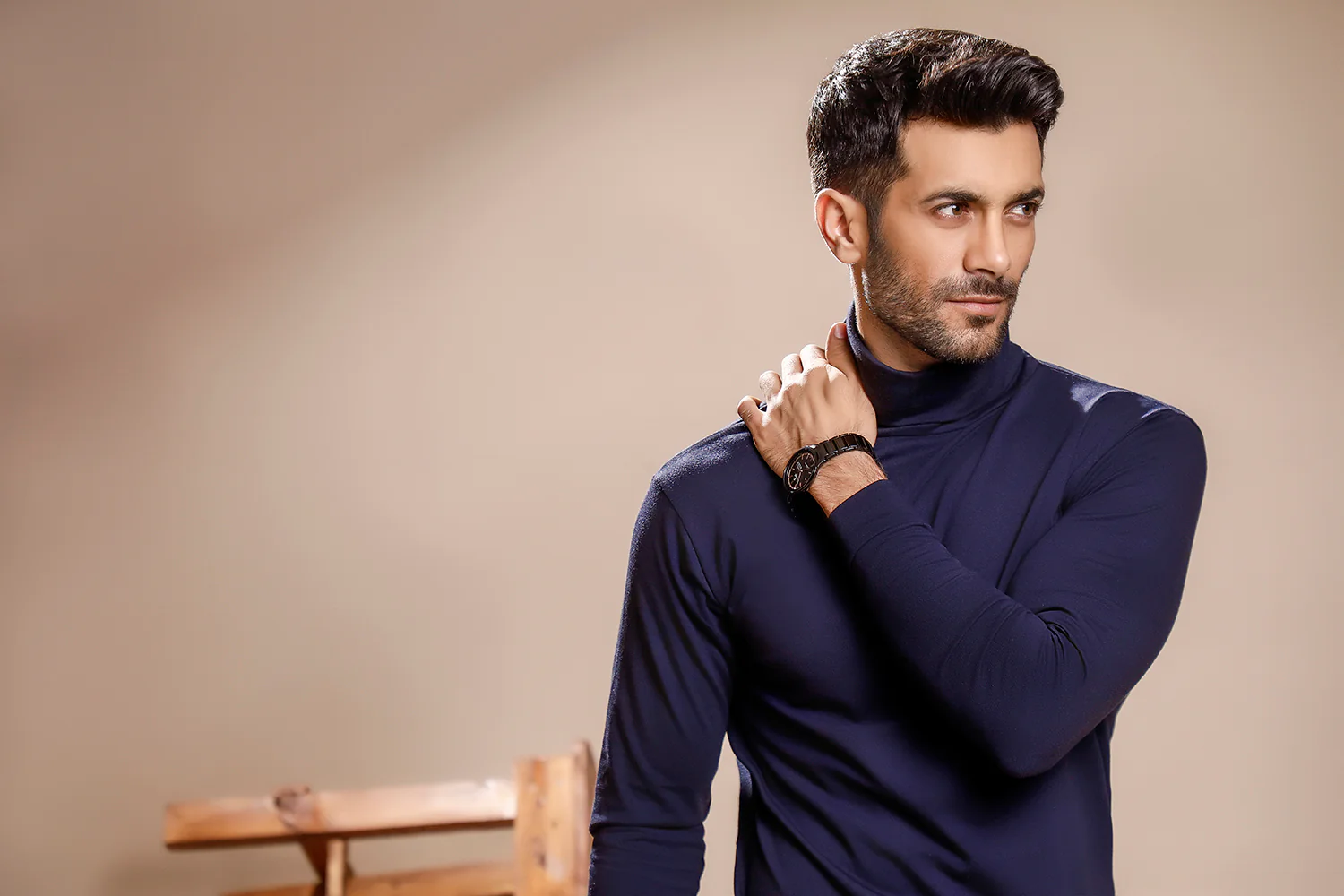 Navy Blue Full Sleeves Turtle Neck - Image 3