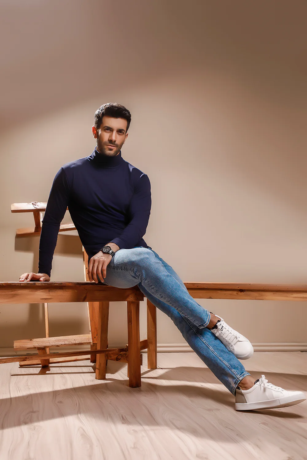 Navy Blue Full Sleeves Turtle Neck - Image 5