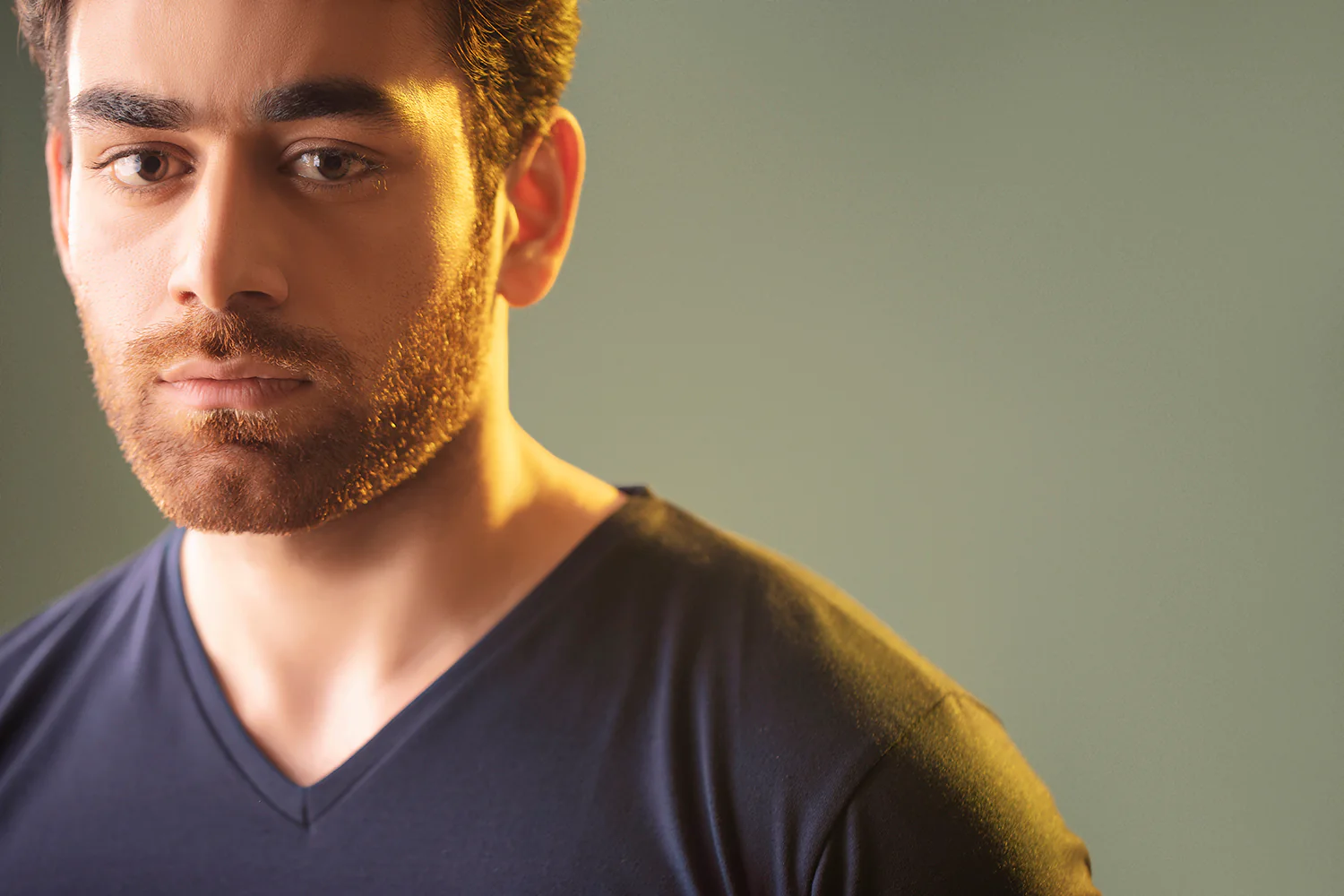 Navy Blue Half Sleeve V Neck - Image 4