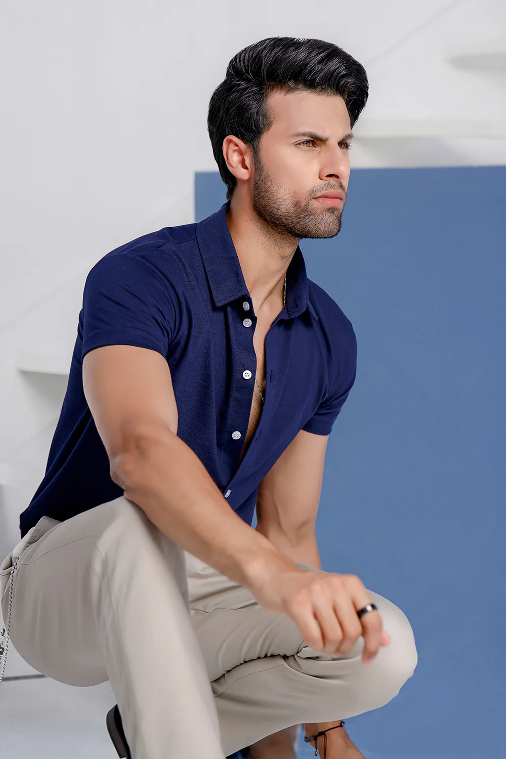 Navy Blue Half Sleeves Jersey Shirt - Image 4