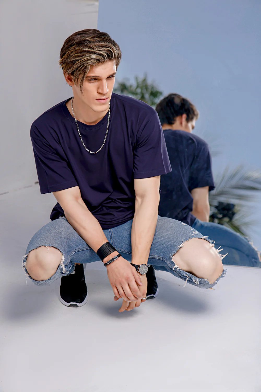 Navy Blue Over Sized Crew Neck - Image 3