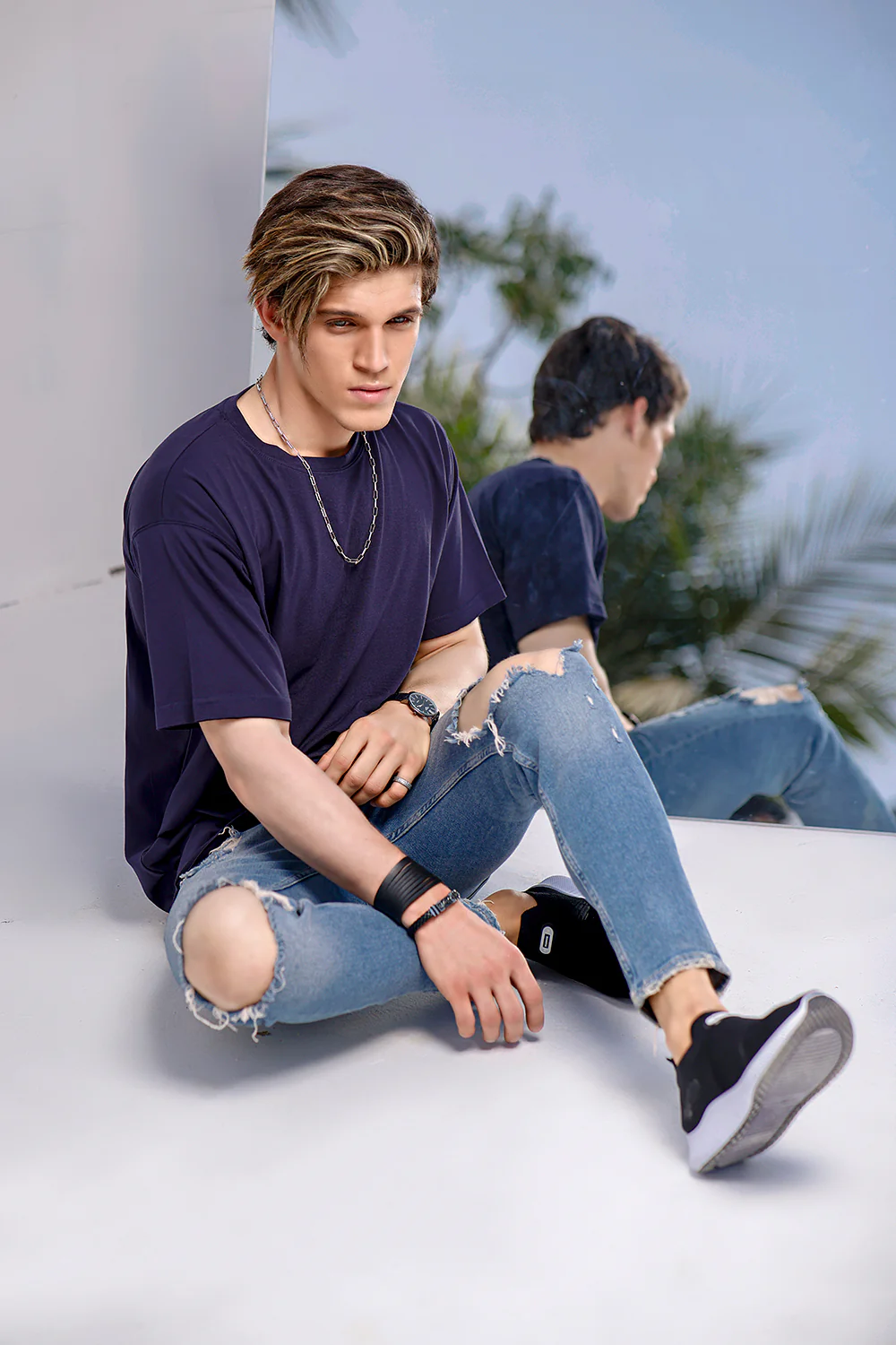 Navy Blue Over Sized Crew Neck - Image 4